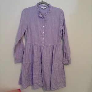 Alice Walk Lavender Three Tiered linen dress Medium